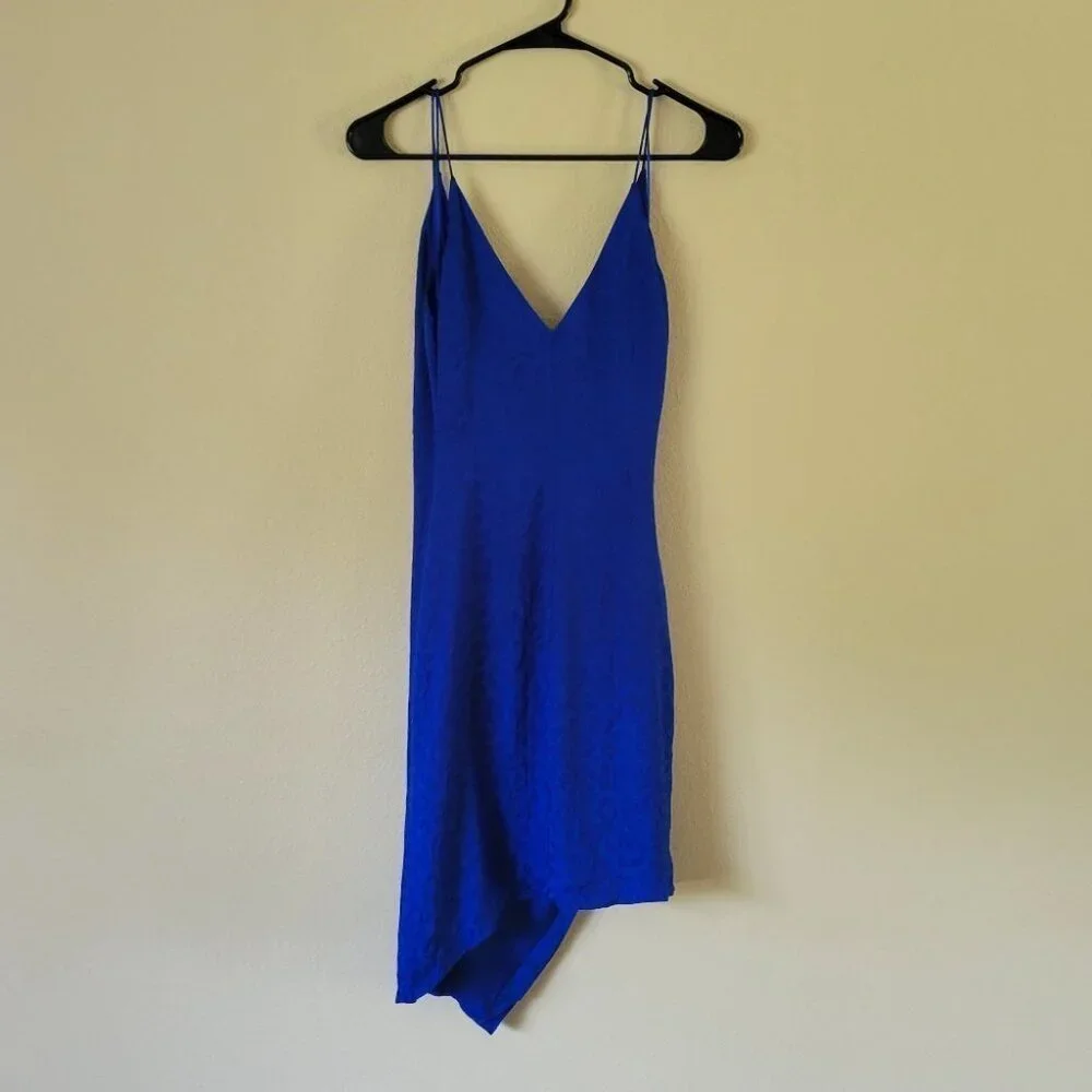 NWT CUSHNIE for Target Leopard Print Wrap Slip Dress Satin Sexy Royal Blue Sz 2 - Picture 7 of 14